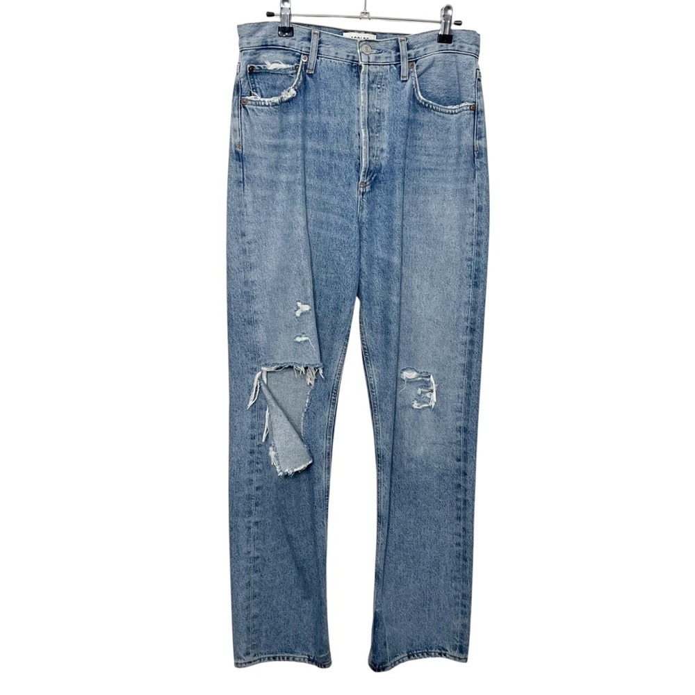 AGOLDE 90s High Rise Straight Jeans Women’s 27 Blue Casual Streetwear Distressed - Picture 2 of 14